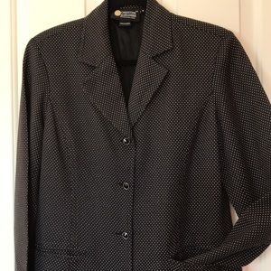 Blazer - B&W Long Christine Alexander Lined Jacket w/ Rhinestone Buttons